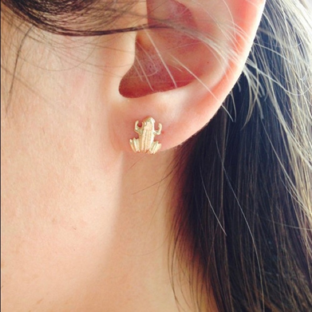 Gold Frog Stud Earring - image 4